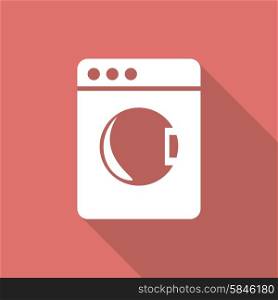 washing machine icon with a long shadow