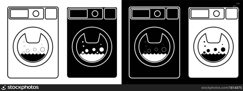 washing machine in flat and linear style. Household appliances. Isolated vector