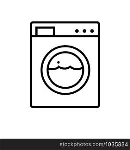 Washing machine line icon appliances symbol flat sign on white background. Washing machine line icon appliances symbol flat
