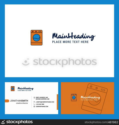 Washing machine Logo design with Tagline & Front and Back Busienss Card Template. Vector Creative Design