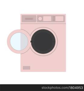 Washing machine semi flat color vector object. Full sized item on white. Washing dirty laundry. Home appliance isolated modern cartoon style illustration for graphic design and animation. Washing machine semi flat color vector object