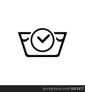 Washing Time. Laundry Basin and Stopwatch. Flat Vector Icon illustration. Simple black symbol on white background. Washing Time. Basin and Stopwatch sign design template for web and mobile UI element. Washing Time. Laundry Basin and Stopwatch. Flat Vector Icon illustration. Simple black symbol on white background. Washing Time. Basin and Stopwatch sign design template for web and mobile UI element.