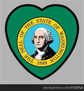 Washington Flag In Heart Shape Vector Illustration.. Washington Flag In Heart Shape Vector