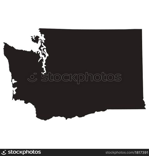 Washington map on white background. Washington state sign. Washington state of USA black outline map symbol. flat style.
