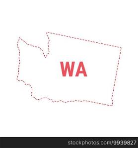 Washington US state map outline dotted border. Vector illustration. Two-letter state abbreviation.. Washington US state map outline dotted border