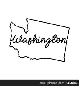 Washington US state outline map with the handwritten state name. Continuous line drawing of patriotic home sign. A love for a small homeland. T-shirt print idea. Vector illustration.. Washington US state outline map with the handwritten state name. Continuous line drawing of patriotic home sign