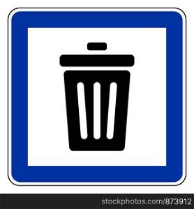 Waste bin and road sign