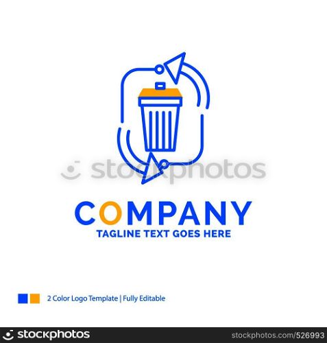 waste, disposal, garbage, management, recycle Blue Yellow Business Logo template. Creative Design Template Place for Tagline.