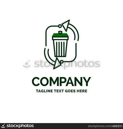 waste, disposal, garbage, management, recycle Flat Business Logo template. Creative Green Brand Name Design.