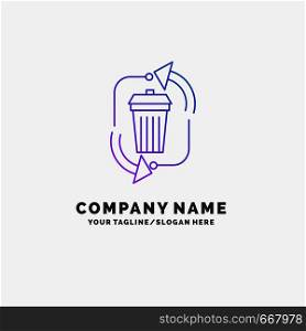 waste, disposal, garbage, management, recycle Purple Business Logo Template. Place for Tagline. Vector EPS10 Abstract Template background