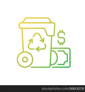 Waste management cost gradient linear vector icon. Recycling waste costs. Source reduction. Financing, services. Thin line color symbols. Modern style pictogram. Vector isolated outline drawing. Waste management cost gradient linear vector icon