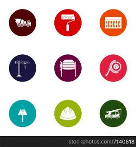 Waste matter icons set. Flat set of 9 waste matter vector icons for web isolated on white background. Waste matter icons set, flat style