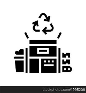 waste recycling glyph icon vector. waste recycling sign. isolated contour symbol black illustration. waste recycling glyph icon vector illustration