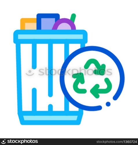 waste recycling icon vector. waste recycling sign. color symbol illustration. waste recycling icon vector outline illustration