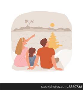 Watch a sunset isolated cartoon vector illustration. Watching last sunlight at a lake, family sitting together, beautiful sunset time, outdoor activity, holiday happy moment vector cartoon.. Watch a sunset isolated cartoon vector illustration.