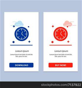 Watch, Clock, Time Blue and Red Download and Buy Now web Widget Card Template