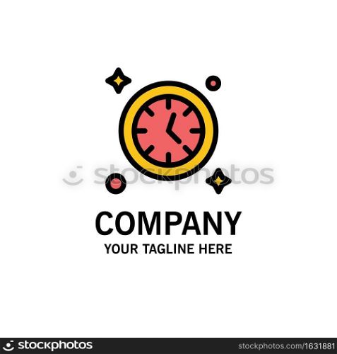 Watch, Clock, Time Business Logo Template. Flat Color
