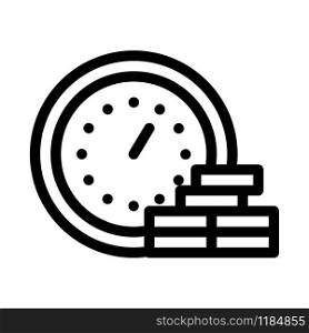Watch Coin Heap Icon Vector. Outline Watch Coin Heap Sign. Isolated Contour Symbol Illustration. Watch Coin Heap Icon Vector Outline Illustration