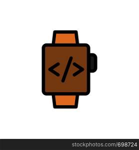 Watch, Hand Watch, Time Clock Flat Color Icon. Vector icon banner Template