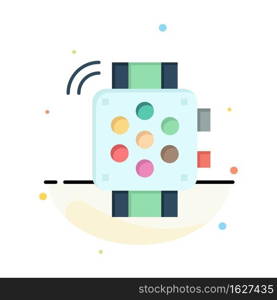 Watch, Hand Watch, Timer, Education Abstract Flat Color Icon Template