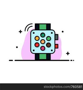 Watch, Hand Watch, Timer, Education Business Flat Line Filled Icon Vector Banner Template