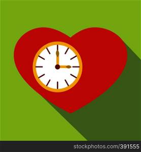 Watch heart icon. Flat illustration of watch heart vector icon for web. Watch heart icon, flat style
