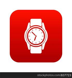 Watch icon digital red for any design isolated on white vector illustration. Watch icon digital red