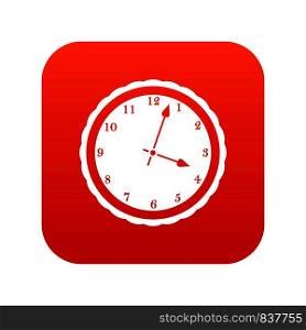 Watch icon digital red for any design isolated on white vector illustration. Watch icon digital red