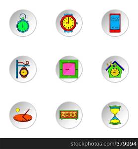 Watch icons set. Cartoon illustration of 9 watch vector icons for web. Watch icons set, cartoon style