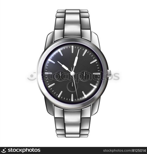 watch male luxury wrist man clock. business fashion. hand time. gentleman classic accessory vector, illustration, 3d, realistic, realism. watch male 3d realistic vector