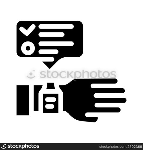 watch notification glyph icon vector. watch notification sign. isolated contour symbol black illustration. watch notification glyph icon vector illustration