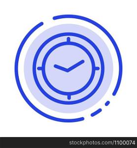 Watch, Time, Timer, Clock Blue Dotted Line Line Icon