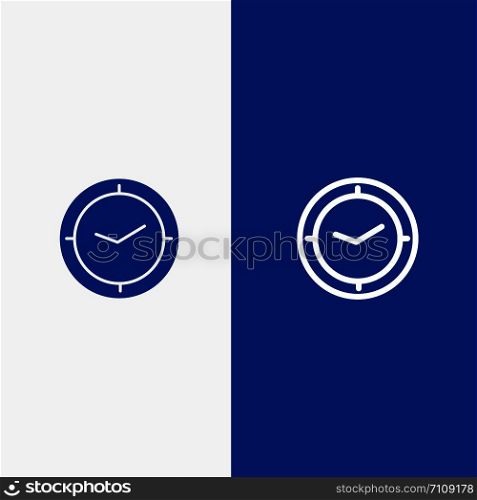 Watch, Time, Timer, Clock Line and Glyph Solid icon Blue banner Line and Glyph Solid icon Blue banner