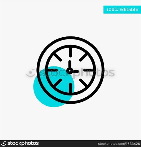 Watch, Timer, Clock, Global turquoise highlight circle point Vector icon
