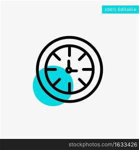 Watch, Timer, Clock, Global turquoise highlight circle point Vector icon