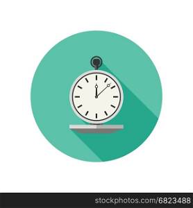 Watch vector icon. Watch vector icon in flat style. Stopwatch with long shadow.