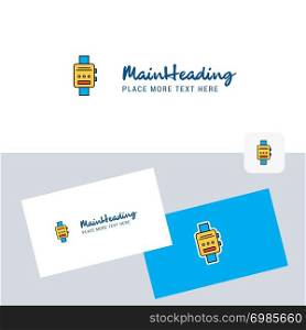 Watch vector logotype with business card template. Elegant corporate identity. - Vector