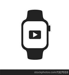 Watch with play icon. Sport activity fitness icon. Smart watch gadget sign. EPS 10