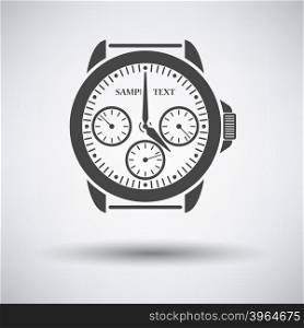 Watches icon on gray background with round shadow. Vector illustration.