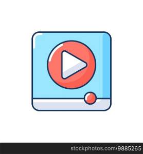 Watching ads RGB color icon. Multimedia entertainment, video advertisements in mobile games. Content marketing. Media player interface Isolated vector illustration. Watching ads RGB color icon
