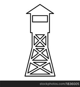 Watching tower Overview forest ranger fire site contour outline icon black color vector illustration flat style simple image. Watching tower Overview forest ranger fire site contour outline icon black color vector illustration flat style image