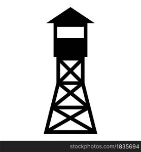 Watching tower Overview forest ranger fire site icon black color vector illustration flat style simple image. Watching tower Overview forest ranger fire site icon black color vector illustration flat style image