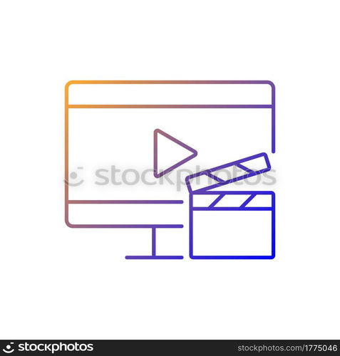 Watching TV gradient linear vector icon. Television show broadcast. Movie on screen. Home appliance. Thin line color symbols. Modern style pictogram. Vector isolated outline drawing. Watching TV gradient linear vector icon