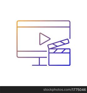 Watching TV gradient linear vector icon. Television show broadcast. Movie on screen. Home appliance. Thin line color symbols. Modern style pictogram. Vector isolated outline drawing. Watching TV gradient linear vector icon