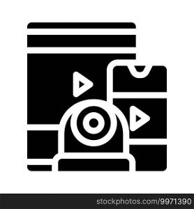 watching video from gadget glyph icon vector. watching video from gadget sign. isolated contour symbol black illustration. watching video from gadget glyph icon vector illustration