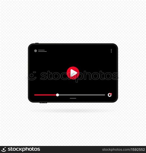 Watching video online on tablet. Pause button. Streaming movie, webinar, live video. Vector on isolated white background. EPS 10.. Watching video online on tablet. Pause button. Streaming movie, webinar, live video. Vector on isolated white background. EPS 10