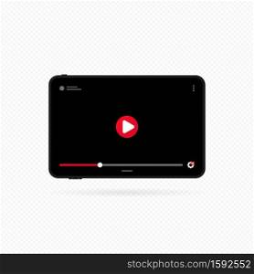 Watching video online on tablet. Pause button. Streaming movie, webinar, live video. Vector on isolated white background. EPS 10.. Watching video online on tablet. Pause button. Streaming movie, webinar, live video. Vector on isolated white background. EPS 10