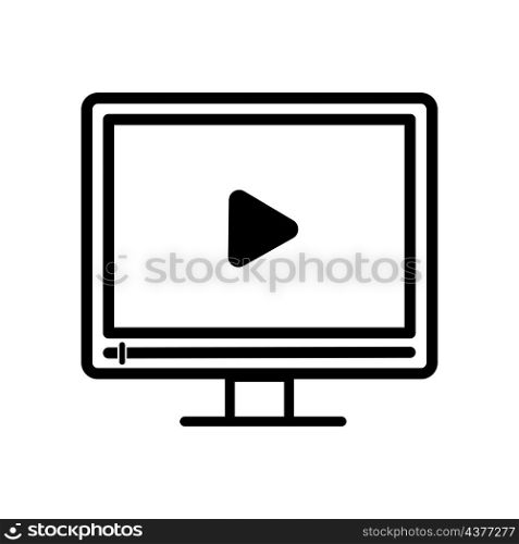 Watching video screen icon. Player sign. Outline symbol. Digital background. Simple art. Vector illustration. Stock image. EPS 10.. Watching video screen icon. Player sign. Outline symbol. Digital background. Simple art. Vector illustration. Stock image.