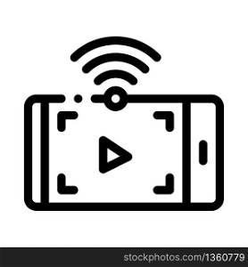 watching video with wifi icon vector. watching video with wifi sign. isolated contour symbol illustration. watching video with wifi icon vector outline illustration