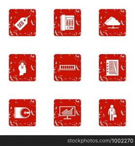 Watchword icons set. Grunge set of 9 watchword vector icons for web isolated on white background. Watchword icons set, grunge style